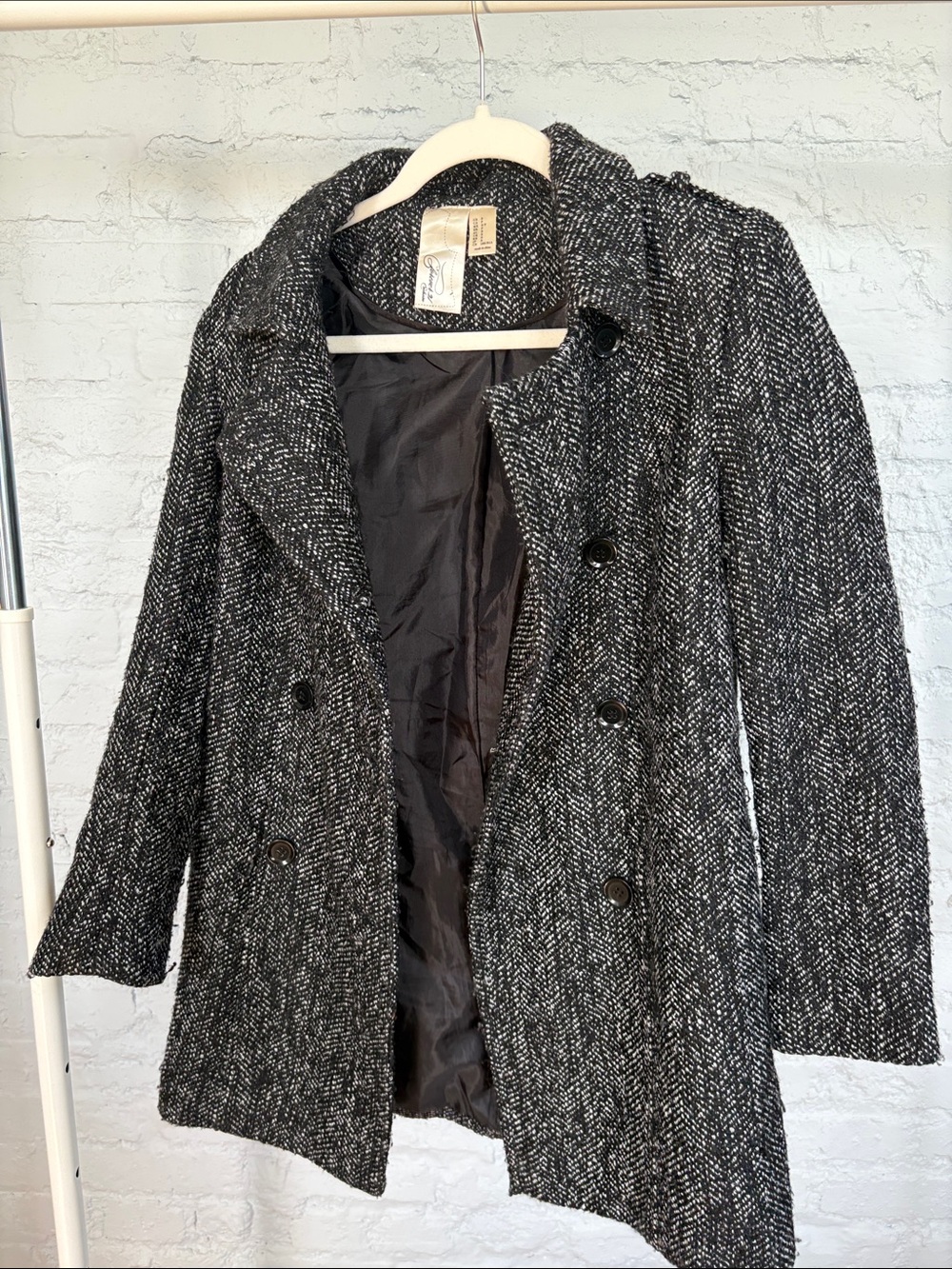 Forever 21 Black and White Tweed Peacoat